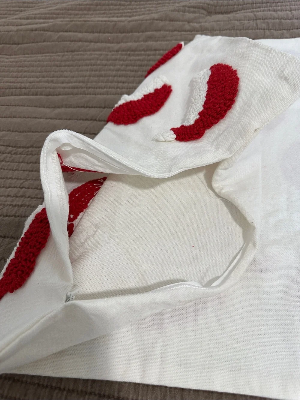 Festive Santa Hat Holiday Pillow Cover - Red and White 17” square Set of 2